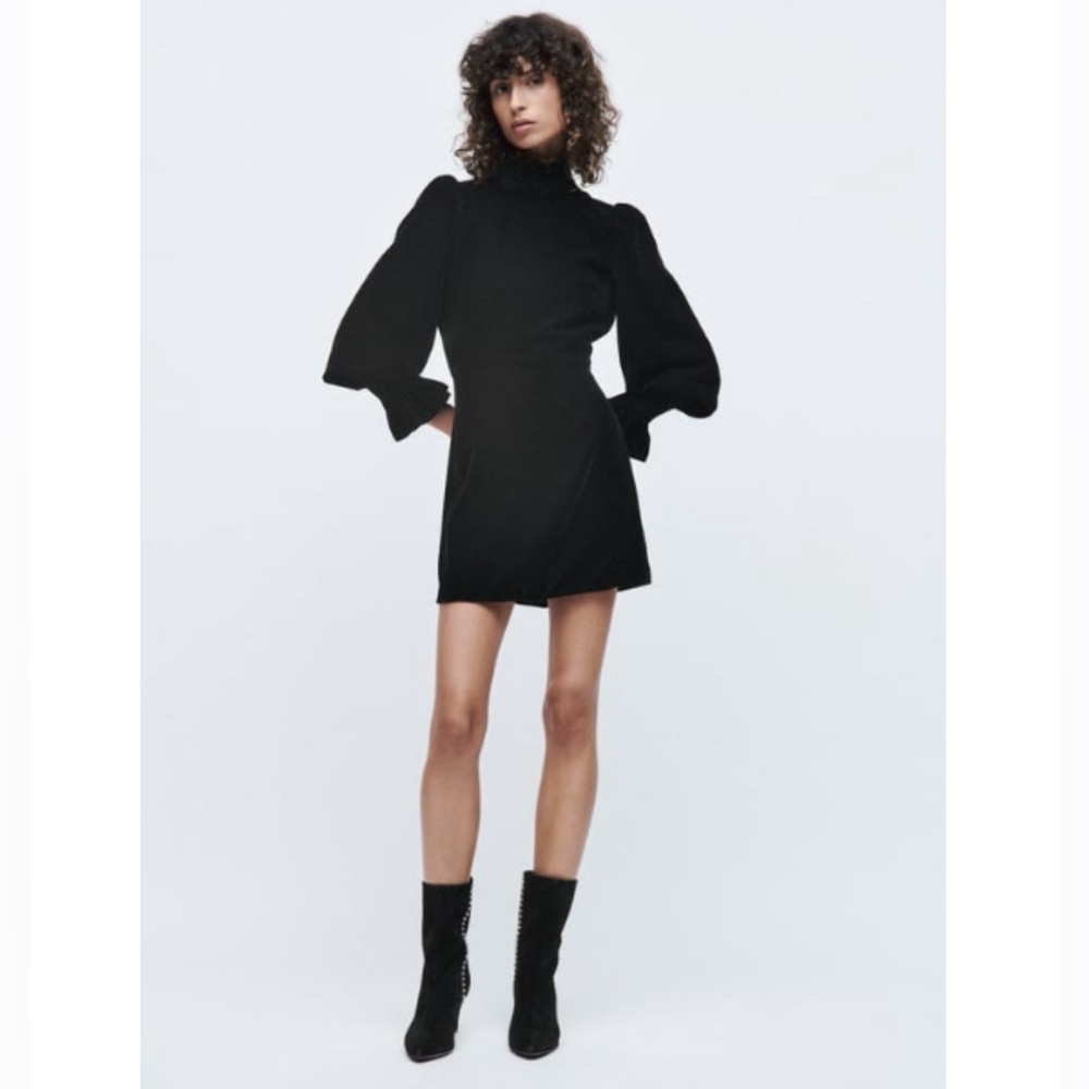 NWT Zara Black Velvet Mini Dress size XS